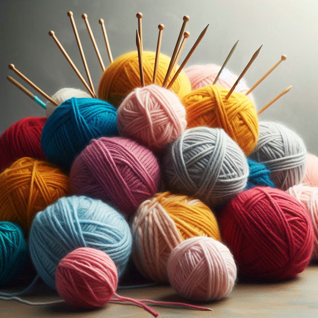 Balls of wool with Knitting needles